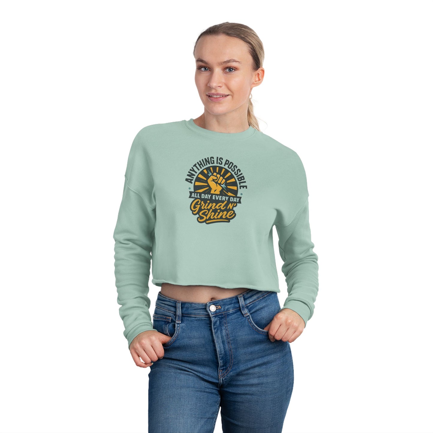 Grind & Shine Cropped Sweatshirt — Positive Vibes Women's Crop Top