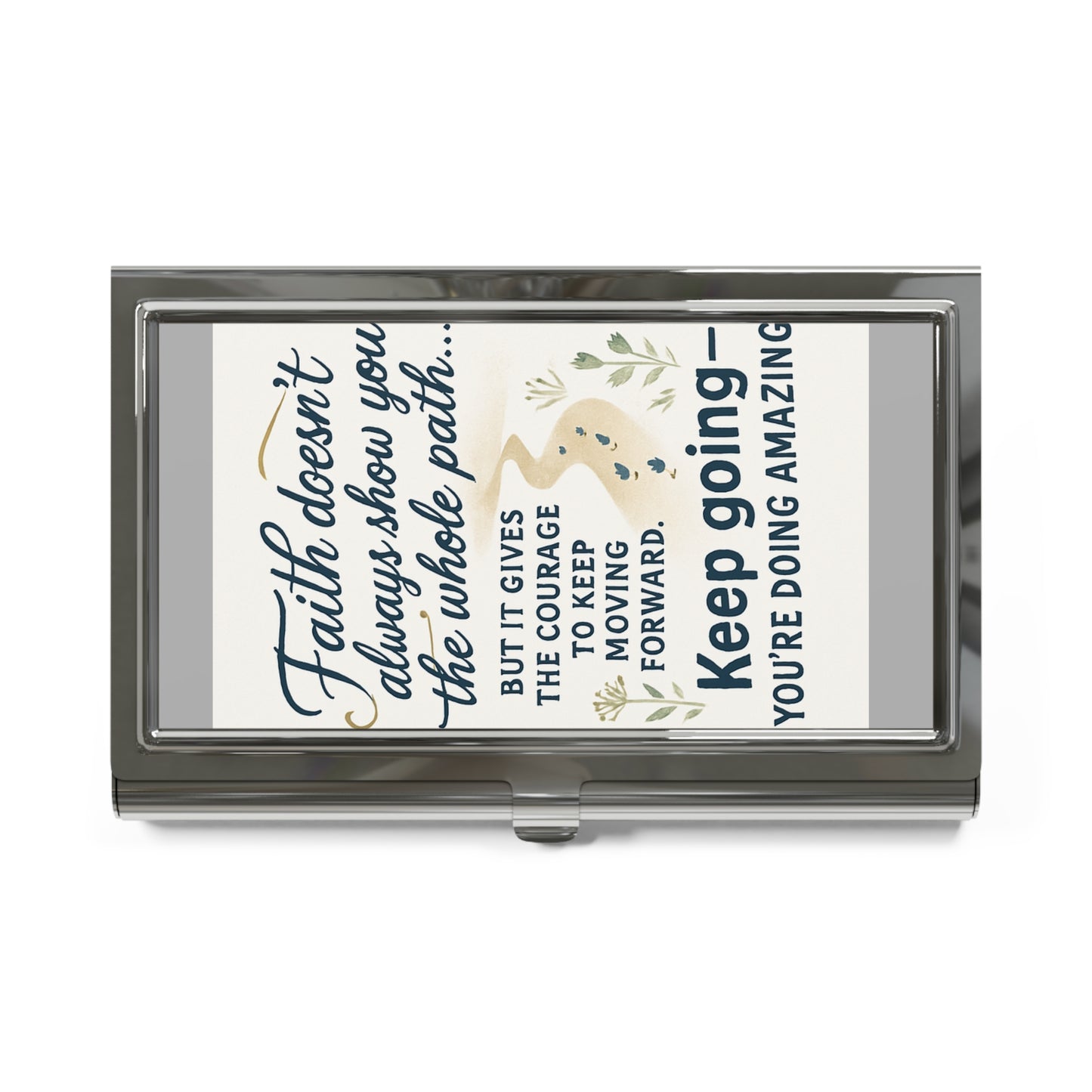 Inspirational Business Card Holder, Motivational Card Case, Desk Accessory, Gift for Professionals, Keep Going Quote Holder