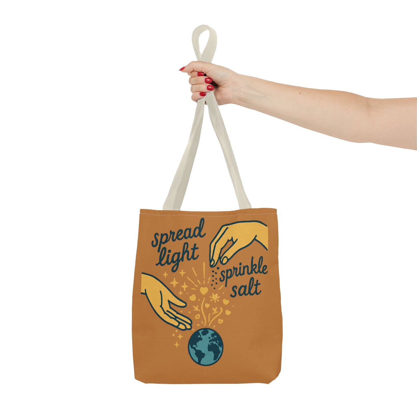 Inspirational Tote Bag - Spread Light, Sprinkle Salt - Eco-Friendly Shopping Bag, Beach Tote, Gift for Friends, Summer Accessory