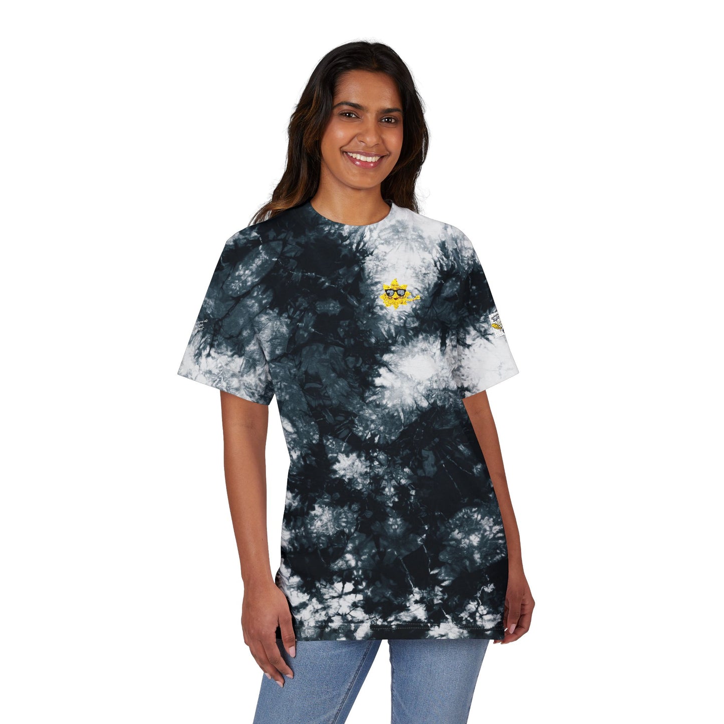 Vibrant Oversized Tie-Dye T-Shirt with Fun Embroidery, Summer Essential, Boho Fashion, Festival Wear, Unisex Casual Tee