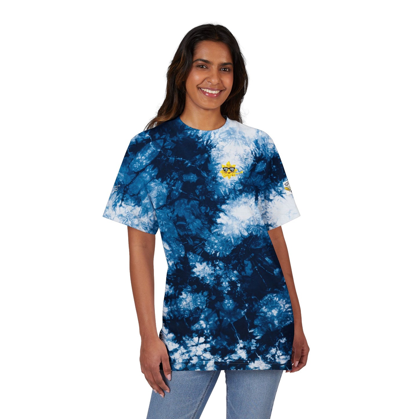 Vibrant Oversized Tie-Dye T-Shirt with Fun Embroidery, Summer Essential, Boho Fashion, Festival Wear, Unisex Casual Tee
