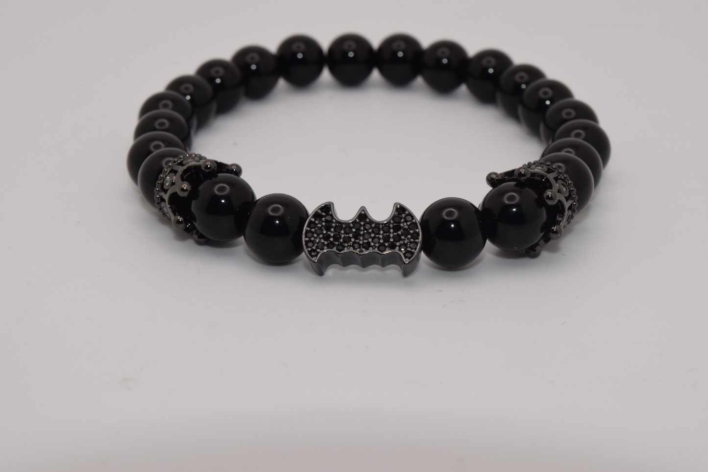 Batman & Zircon Beaded Bracelet 8mm - Black