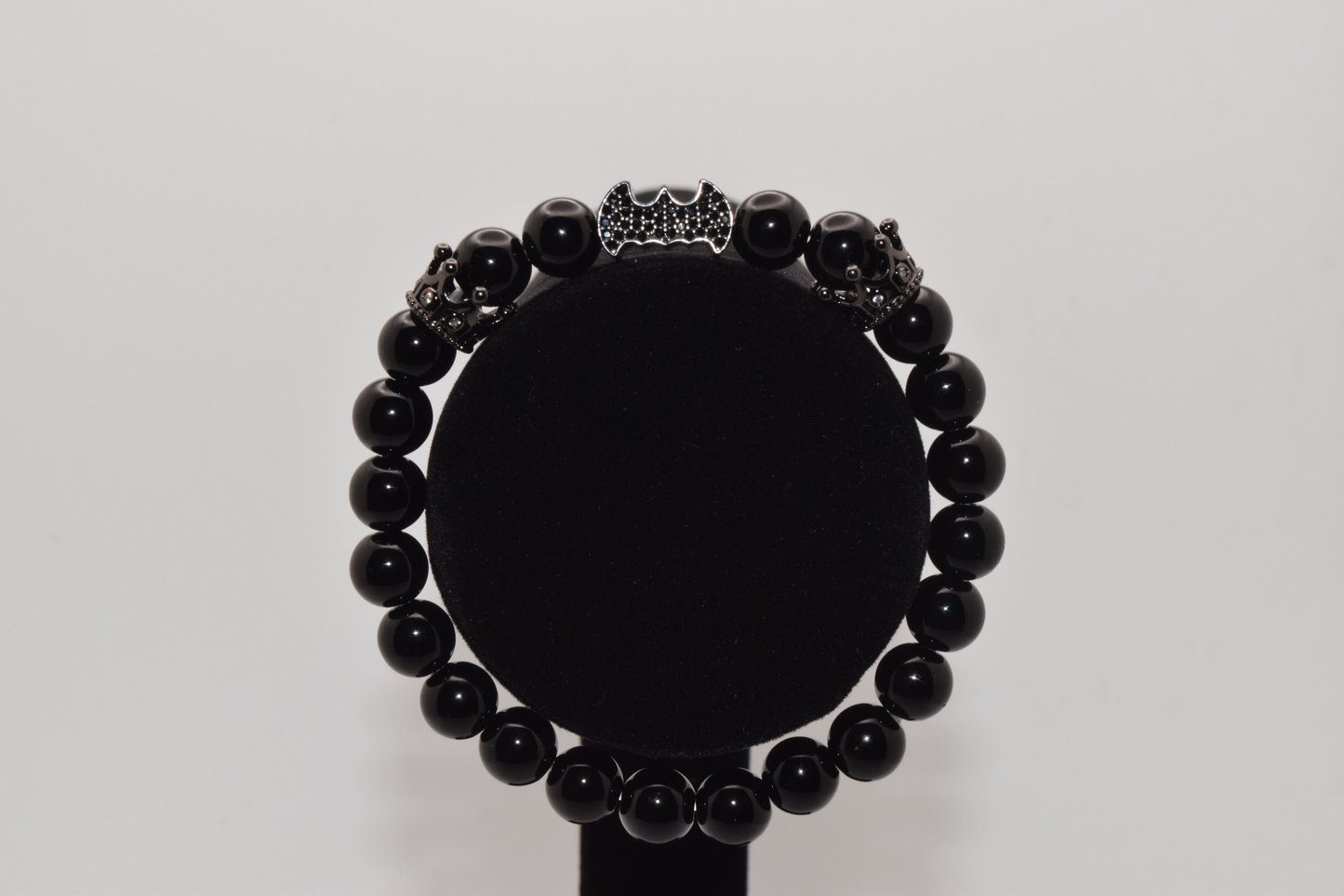 Batman & Zircon Beaded Bracelet 8mm - Black