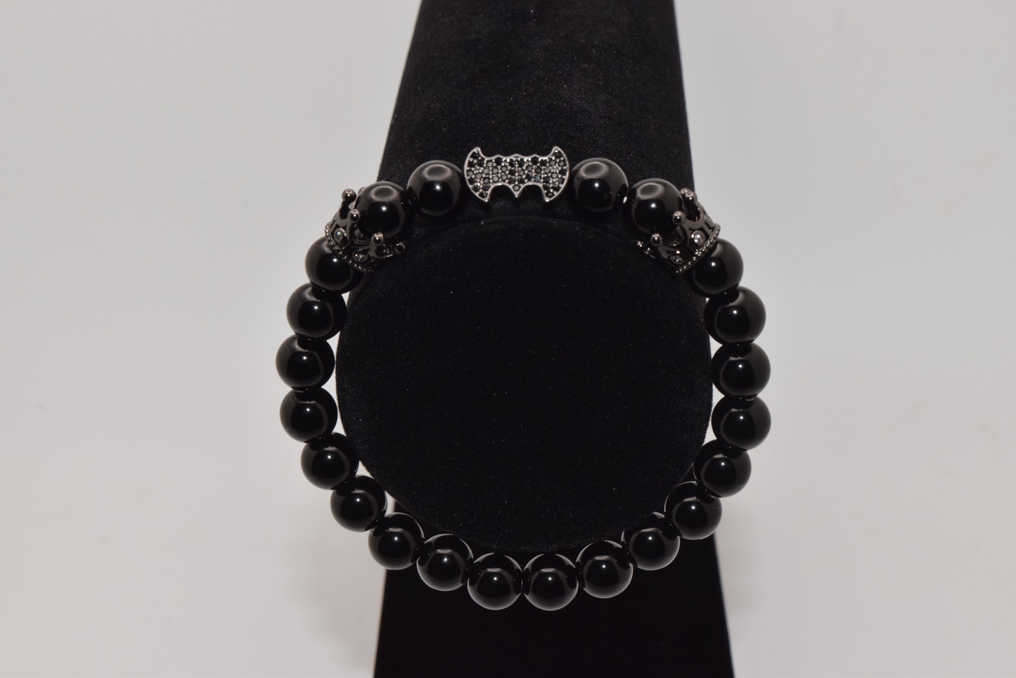 Batman & Zircon Beaded Bracelet 8mm - Black