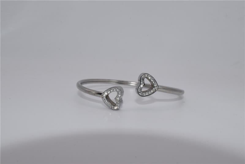Double Heart Bracelet - Steel Color