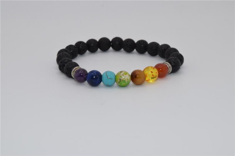 Chakra Lava Stone Crystal Bracelet