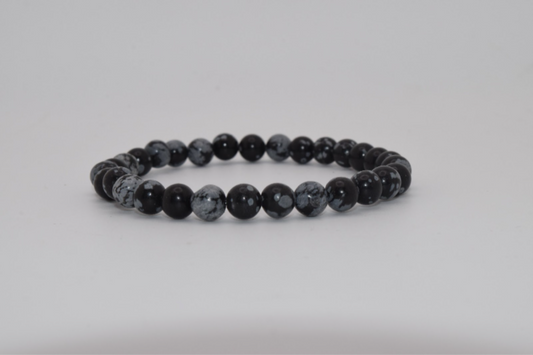 Black Snowflake Bracelet 6mm