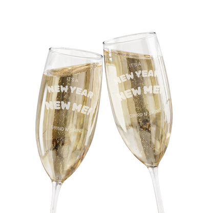 New Year New Me Celebration Glass –Personalized  Engraved 8oz Champagne Flute