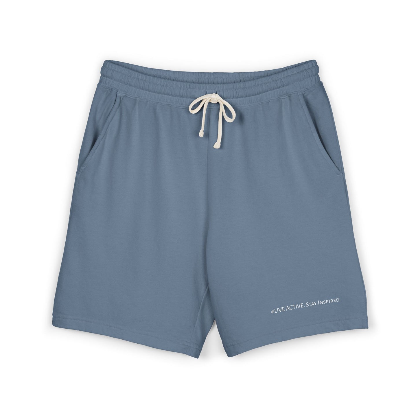 "Live Active. Stay Inspired." Sweat Shorts — Lightweight Casual Lounge Shorts (White Logo)