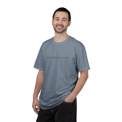 Live Active. Stay Inspired T-Shirt —Motivational Graphic Tee (Black Logo)