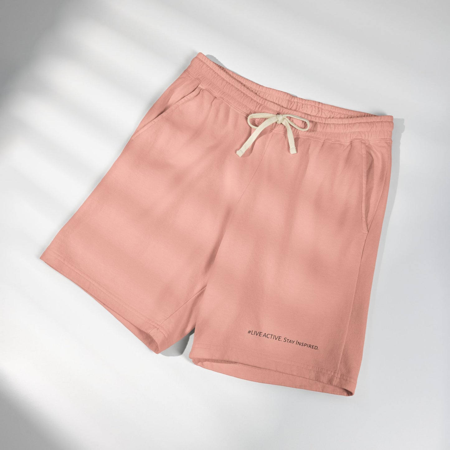 "Live Active. Stay Inspired." Sweat Shorts — Lightweight Casual Lounge Shorts (Black Logo)