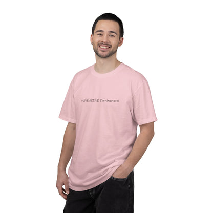 Live Active. Stay Inspired T-Shirt —Motivational Graphic Tee (Black Logo)