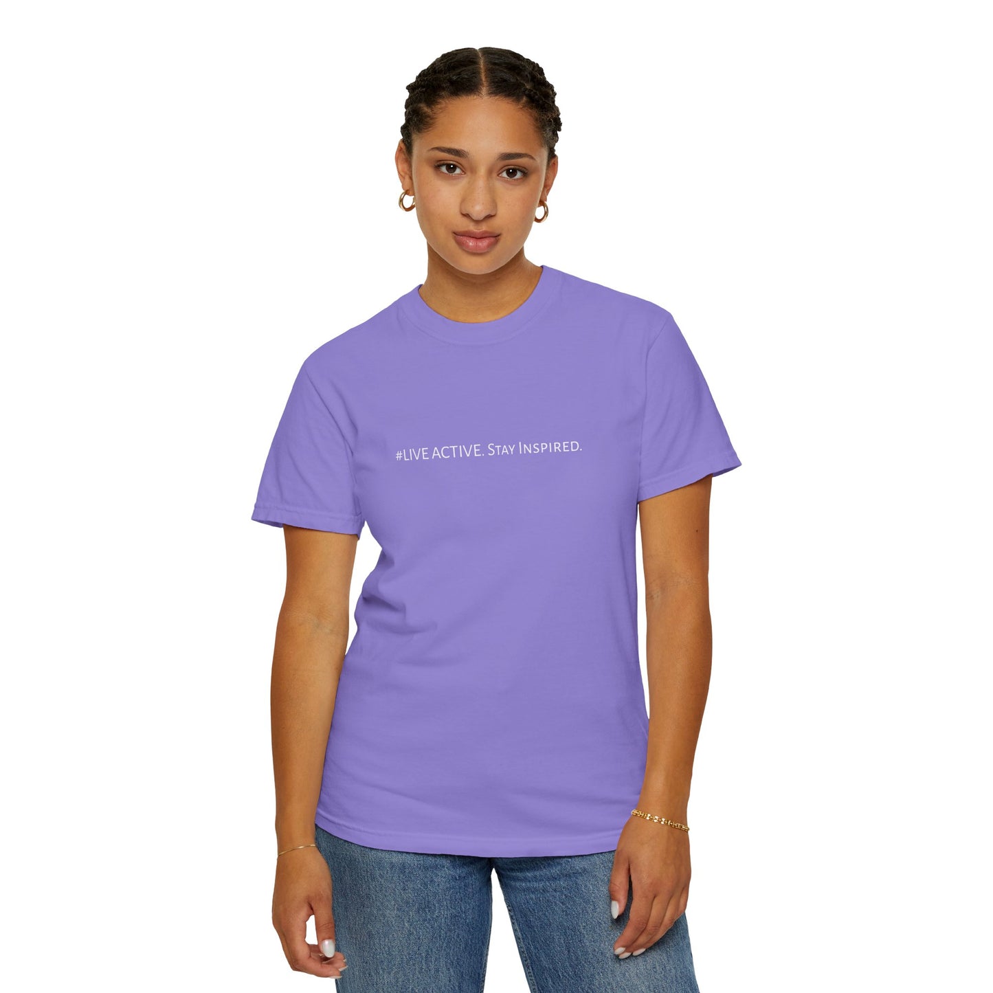 Live Active. Stay Inspired T-Shirt —Motivational Graphic Tee (White logo)