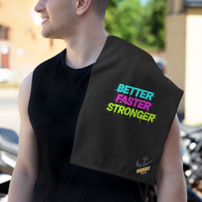 "Better Faster Stronger"–  Neon Motivational Sports Towel (11x18)