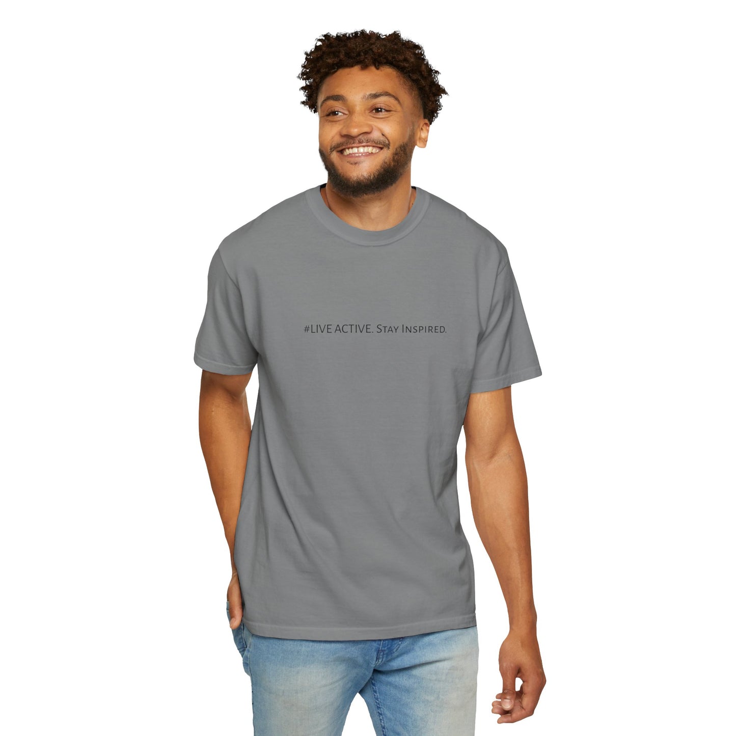 Live Active. Stay Inspired T-Shirt —Motivational Graphic Tee (Black Logo)