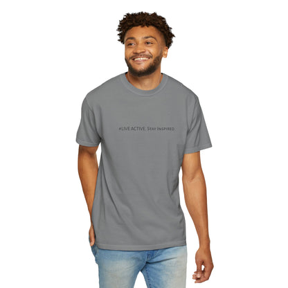 Live Active. Stay Inspired T-Shirt —Motivational Graphic Tee (Black Logo)