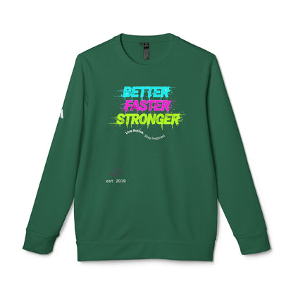 "Better Faster Stronger" Neon Graphic—Adidas Crewneck Sweatshirt