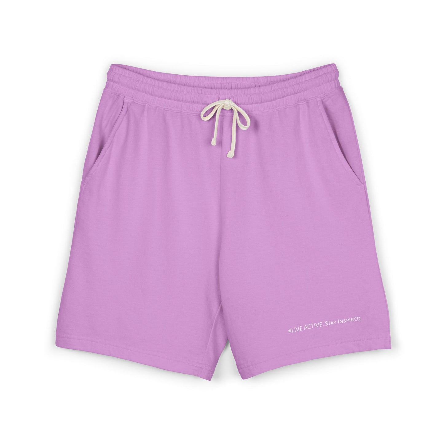 "Live Active. Stay Inspired." Sweat Shorts — Lightweight Casual Lounge Shorts (White Logo)