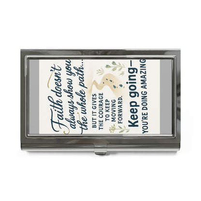 Inspirational Business Card Holder, Motivational Card Case, Desk Accessory, Gift for Professionals, Keep Going Quote Holder