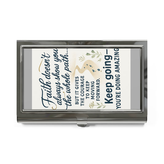Inspirational Business Card Holder, Motivational Card Case, Desk Accessory, Gift for Professionals, Keep Going Quote Holder