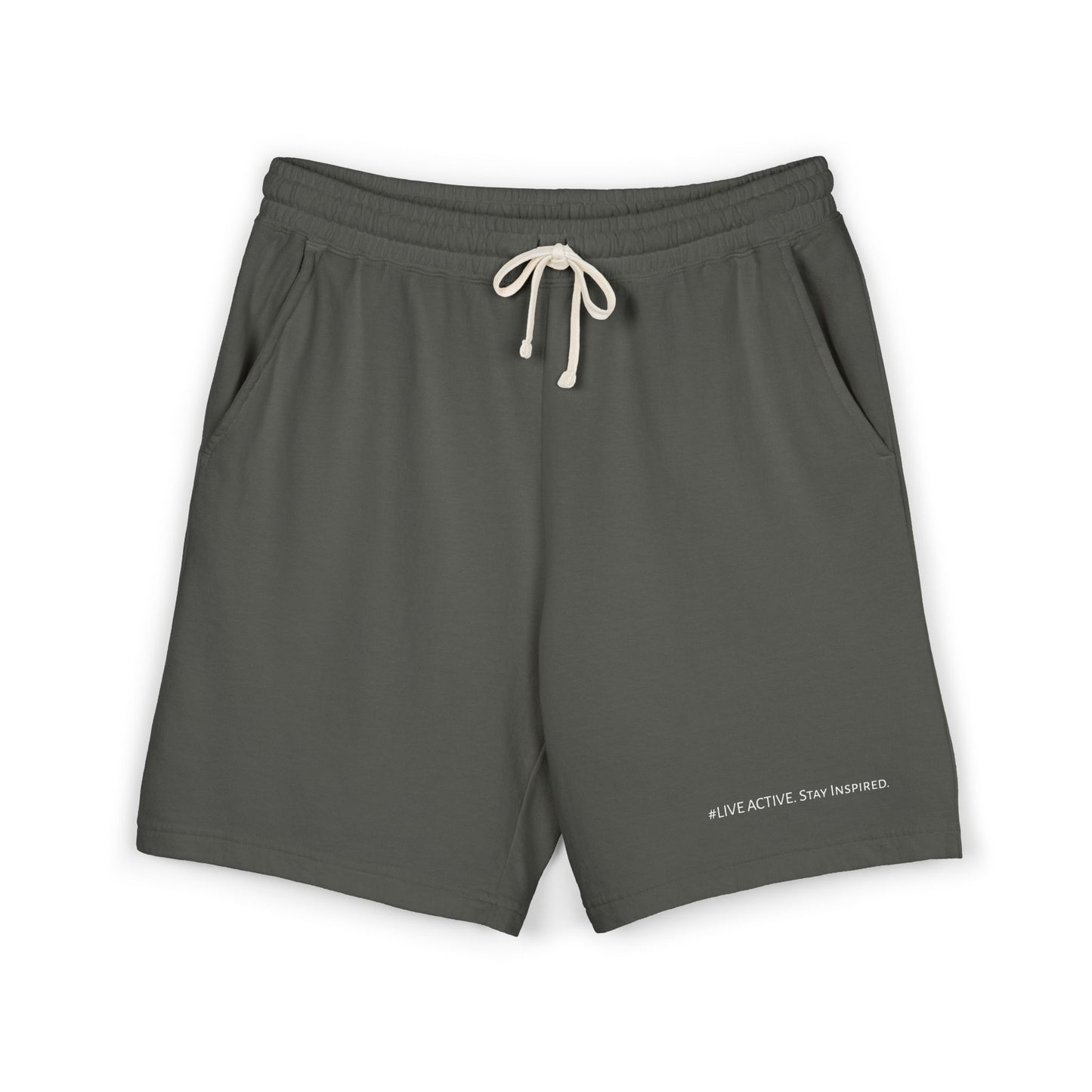 "Live Active. Stay Inspired." Sweat Shorts — Lightweight Casual Lounge Shorts (White Logo)