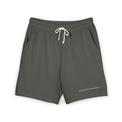 "Live Active. Stay Inspired." Sweat Shorts — Lightweight Casual Lounge Shorts (White Logo)