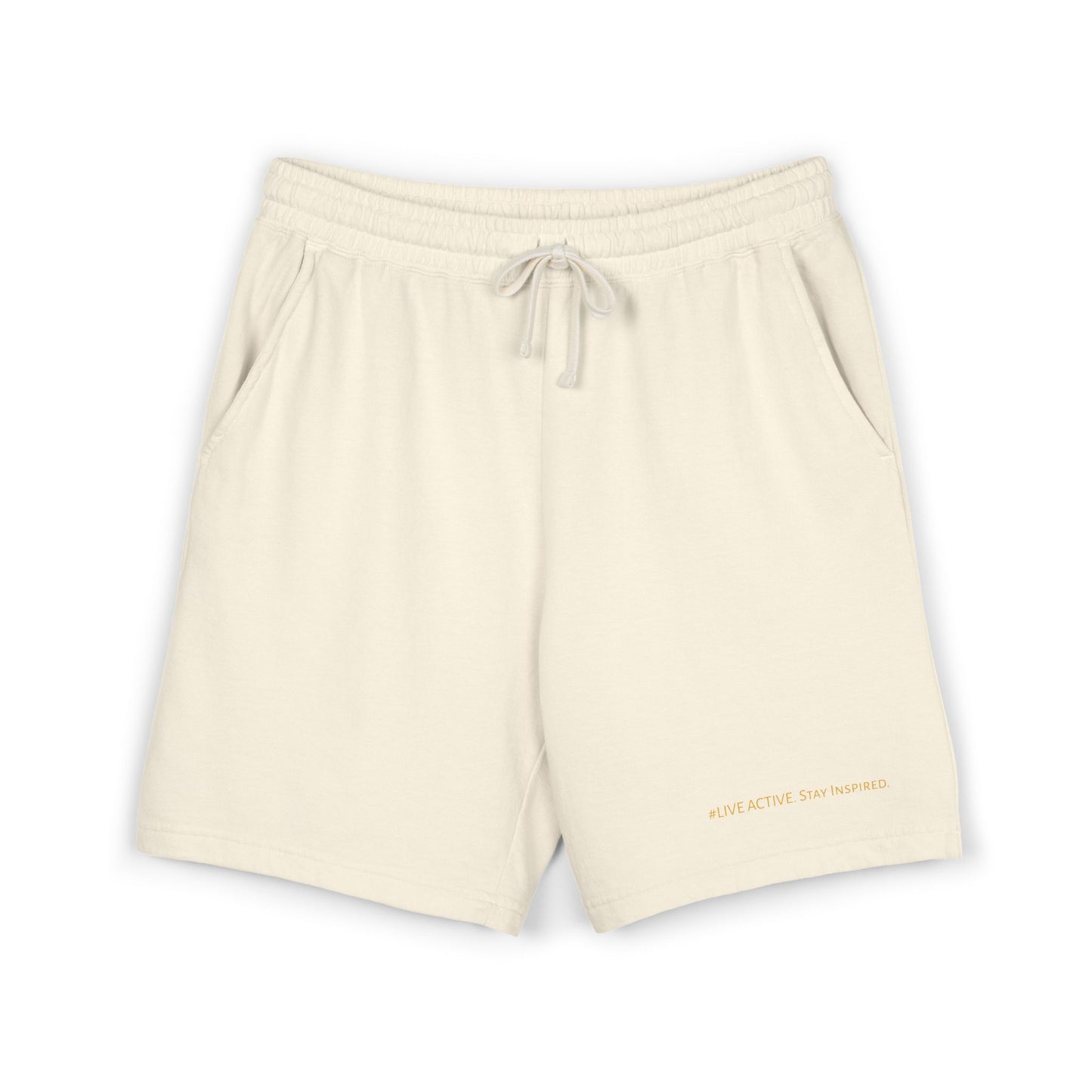 "Live Active. Stay Inspired." Sweat Shorts — Lightweight Casual Lounge Shorts (White Logo)