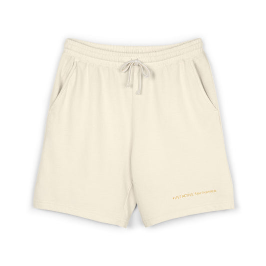 "Live Active. Stay Inspired." Sweat Shorts — Lightweight Casual Lounge Shorts (White Logo)