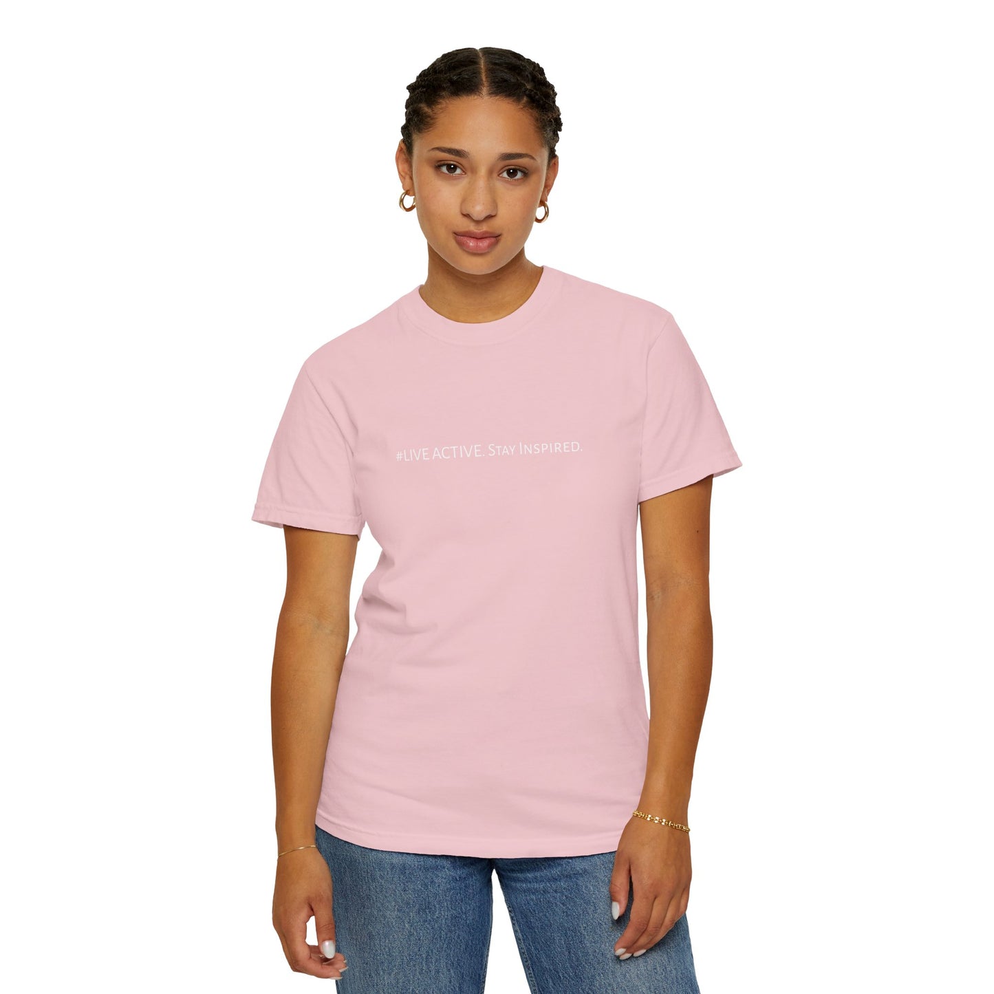 Live Active. Stay Inspired T-Shirt —Motivational Graphic Tee (White logo)
