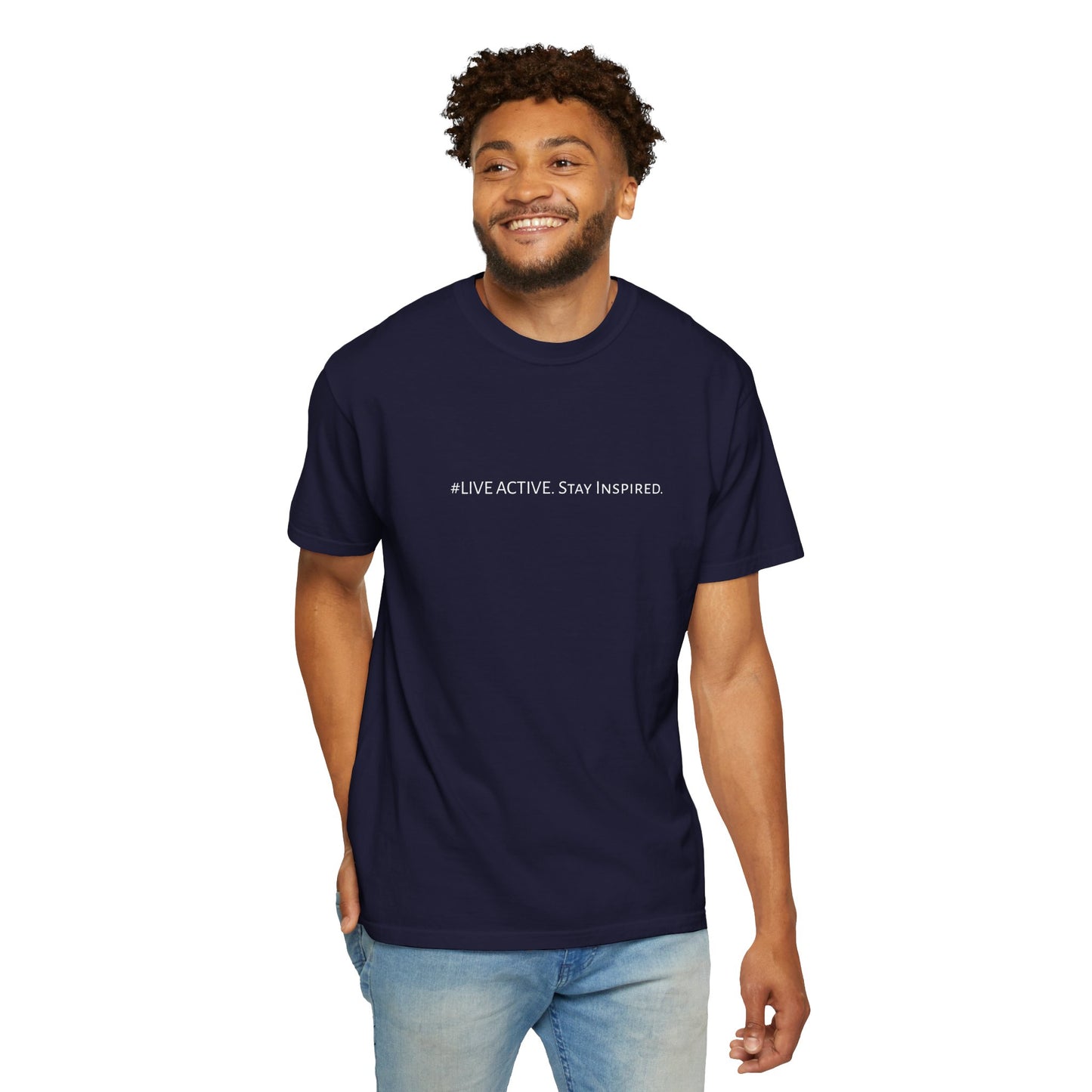 Live Active. Stay Inspired T-Shirt —Motivational Graphic Tee (White logo)