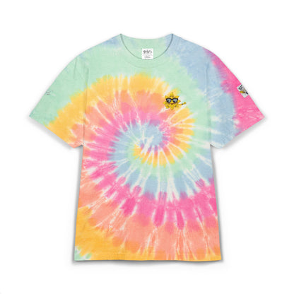 Vibrant Oversized Tie-Dye T-Shirt with Fun Embroidery, Summer Essential, Boho Fashion, Festival Wear, Unisex Casual Tee
