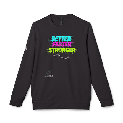 "Better Faster Stronger" Neon Graphic—Adidas Crewneck Sweatshirt
