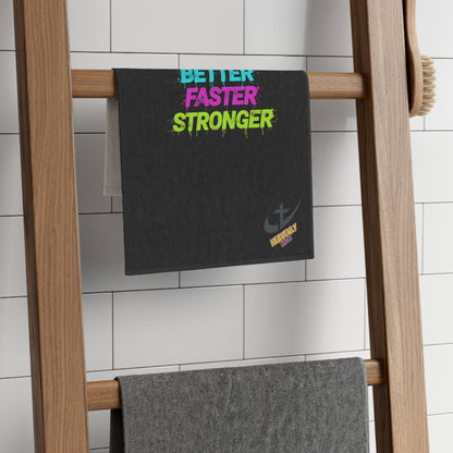 "Better Faster Stronger"–  Neon Motivational Sports Towel (11x18)