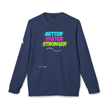 "Better Faster Stronger" Neon Graphic—Adidas Crewneck Sweatshirt