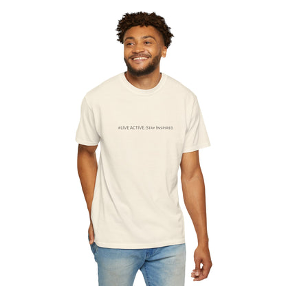 Live Active. Stay Inspired T-Shirt —Motivational Graphic Tee (Black Logo)