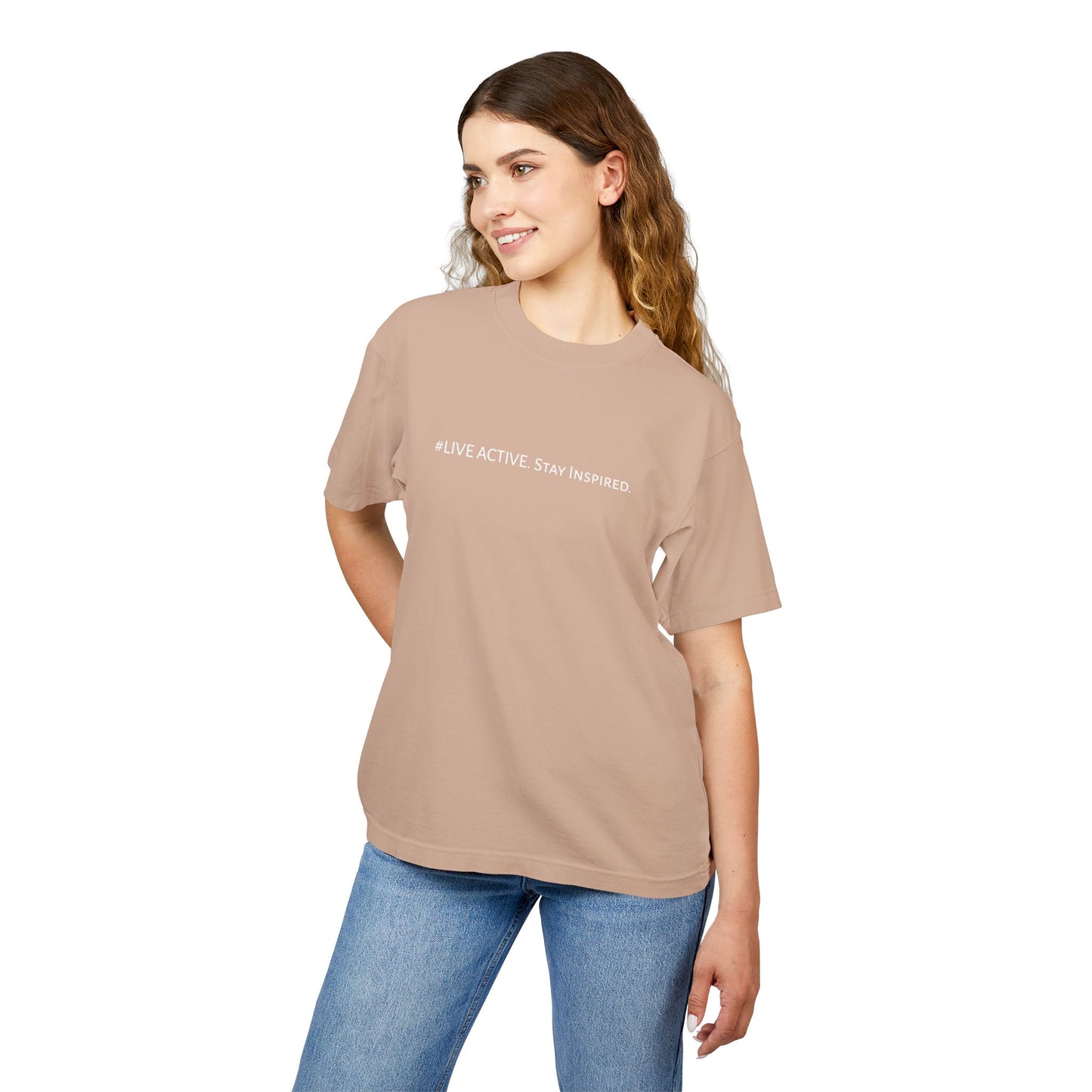 “Live Active. Stay Inspired.” with Happiness & Success — Boxy Graphic T-Shirt