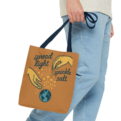 Inspirational Tote Bag - Spread Light, Sprinkle Salt - Eco-Friendly Shopping Bag, Beach Tote, Gift for Friends, Summer Accessory