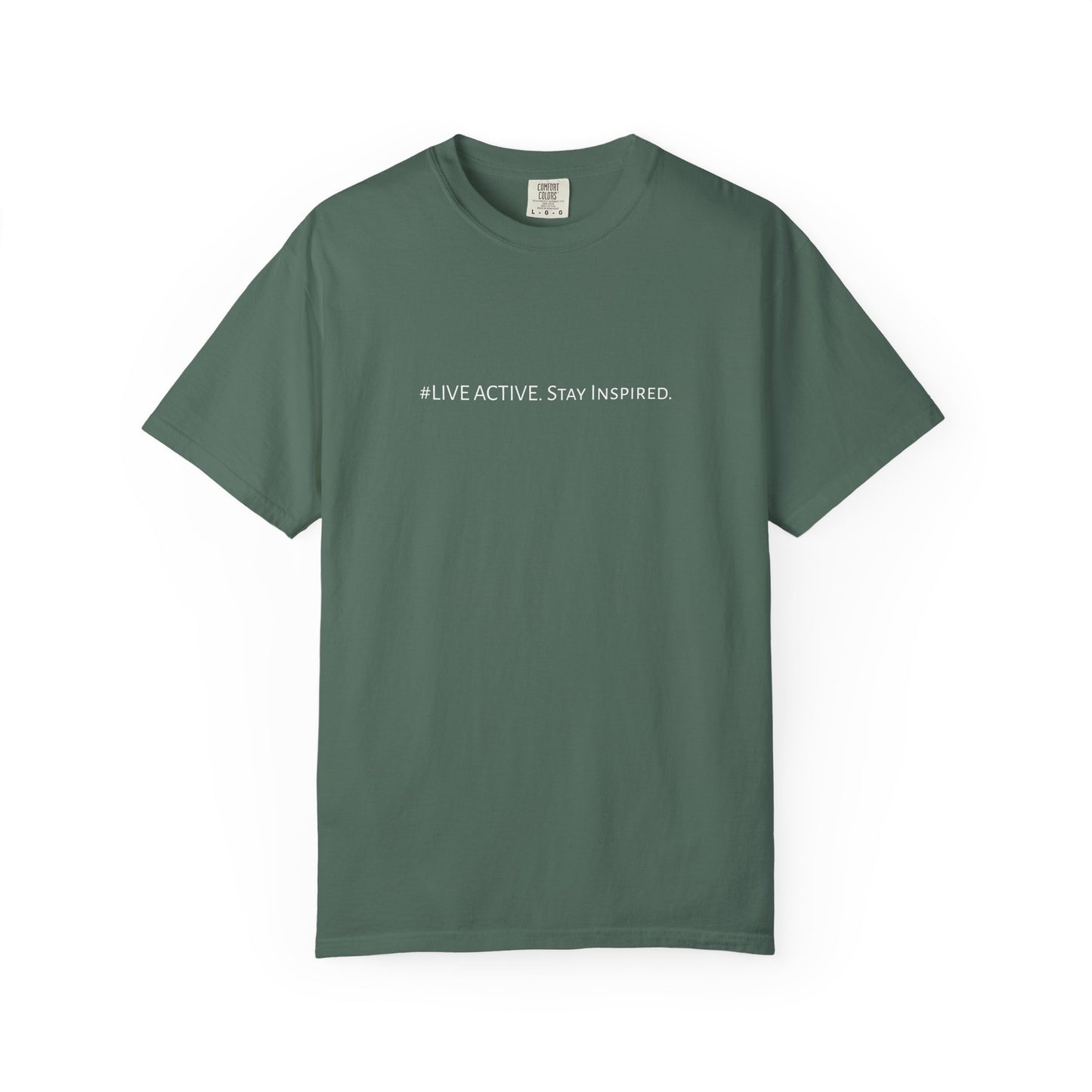 Live Active. Stay Inspired T-Shirt —Motivational Graphic Tee (White logo)
