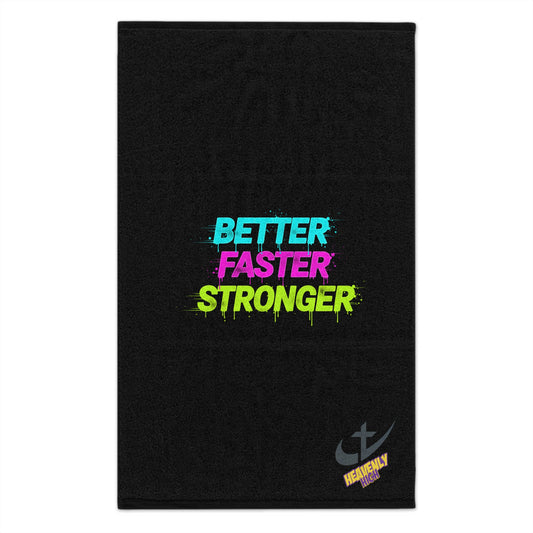 "Better Faster Stronger"–  Neon Motivational Sports Towel (11x18)