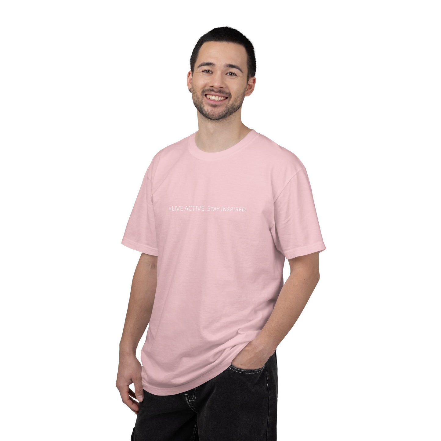 Live Active. Stay Inspired T-Shirt —Motivational Graphic Tee (White logo)