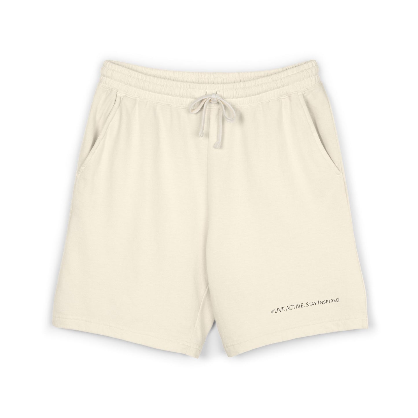"Live Active. Stay Inspired." Sweat Shorts — Lightweight Casual Lounge Shorts (Black Logo)