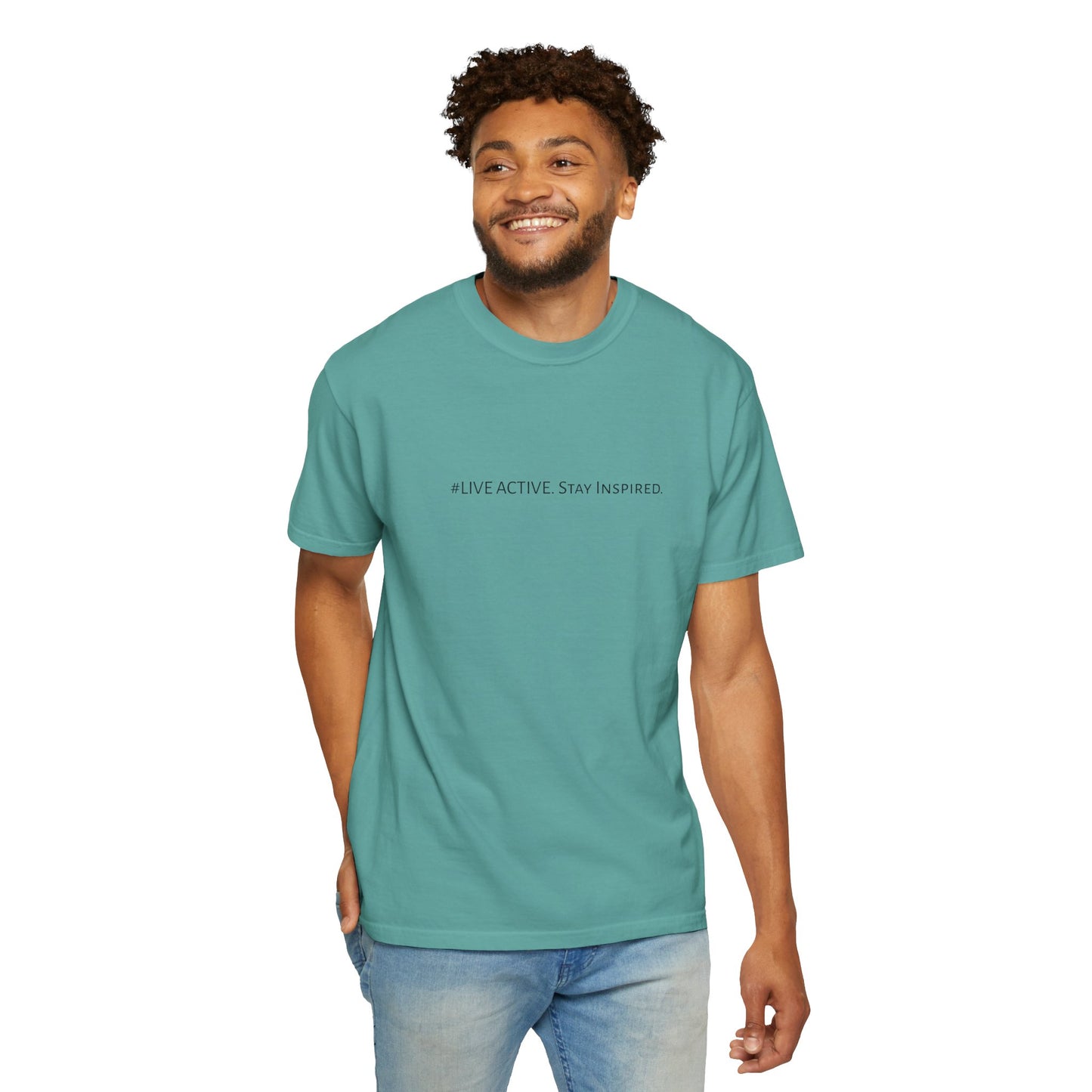 Live Active. Stay Inspired T-Shirt —Motivational Graphic Tee (Black Logo)