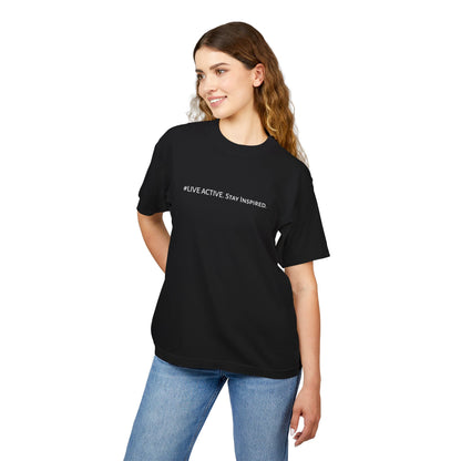 “Live Active. Stay Inspired.” with Happiness & Success — Boxy Graphic T-Shirt