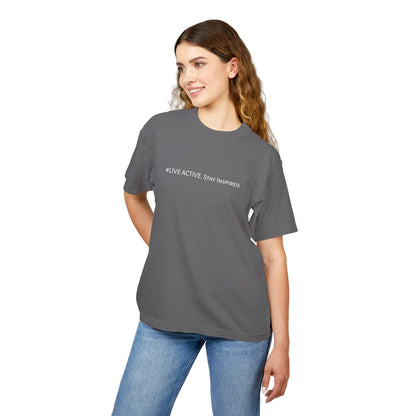 “Live Active. Stay Inspired.” with Happiness & Success — Boxy Graphic T-Shirt