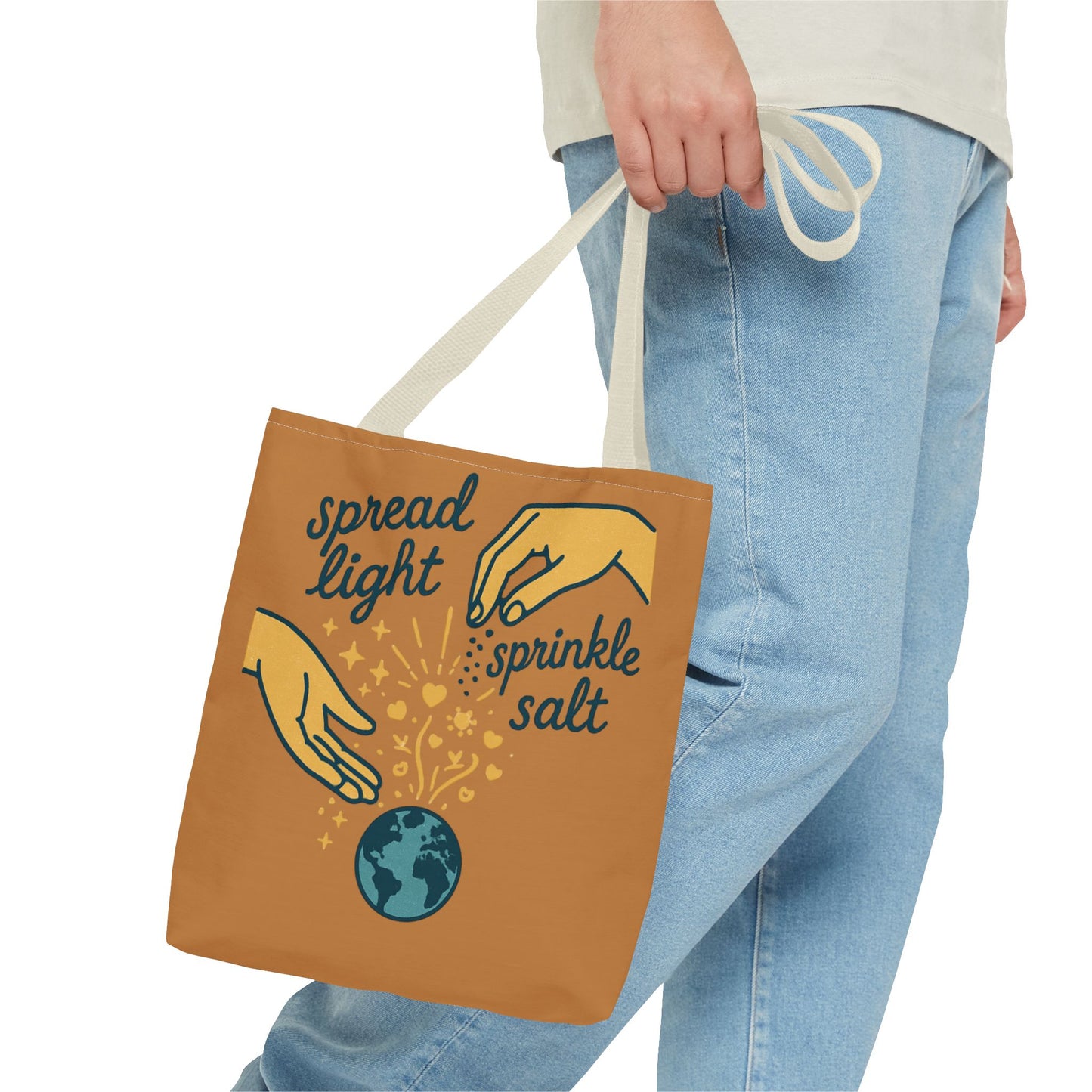 Inspirational Tote Bag - Spread Light, Sprinkle Salt - Eco-Friendly Shopping Bag, Beach Tote, Gift for Friends, Summer Accessory