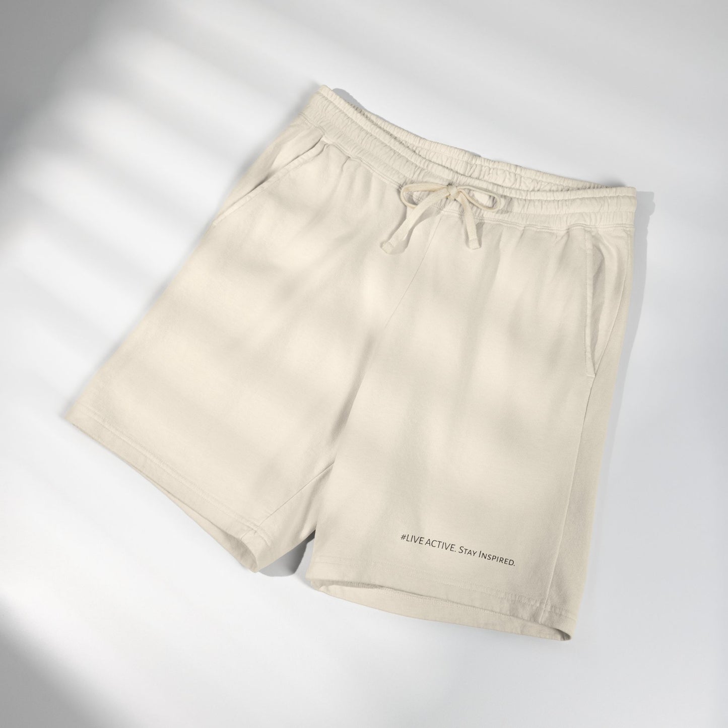 "Live Active. Stay Inspired." Sweat Shorts — Lightweight Casual Lounge Shorts (Black Logo)