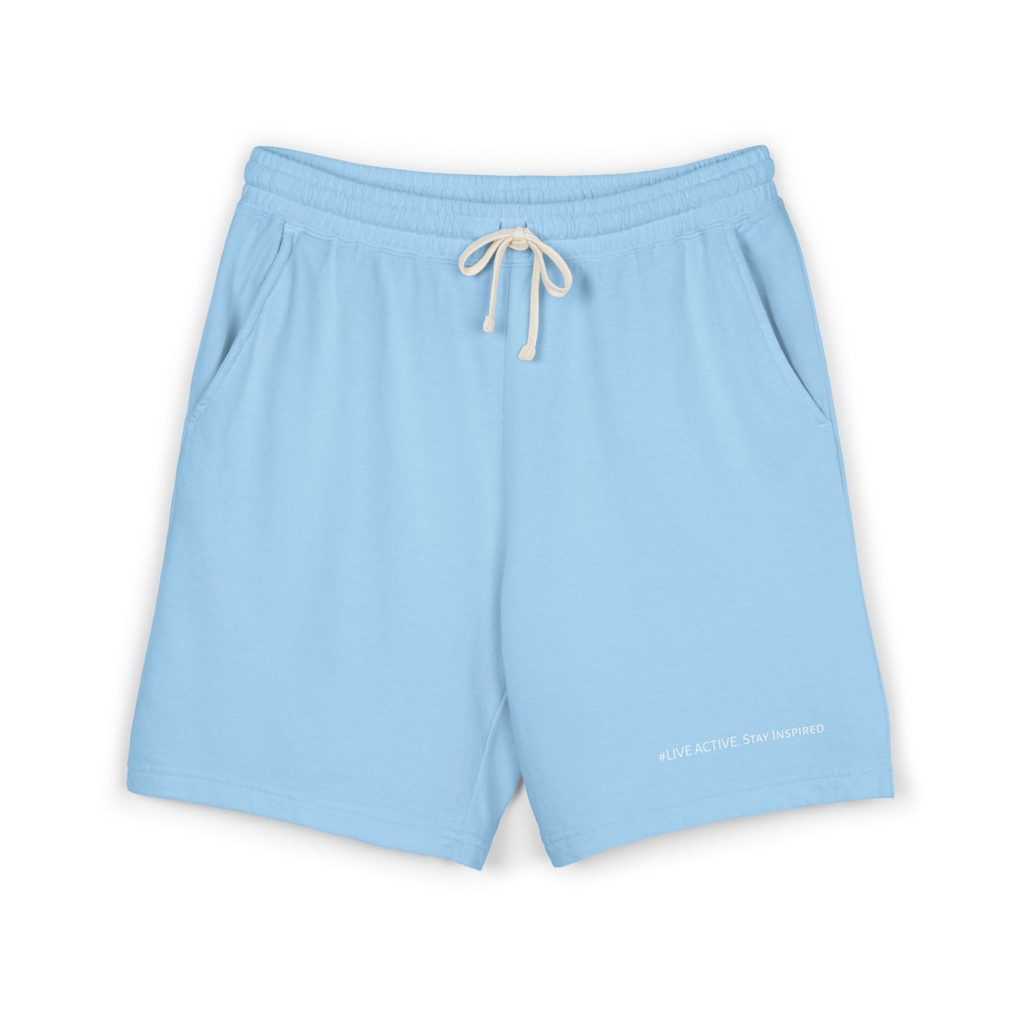 "Live Active. Stay Inspired." Sweat Shorts — Lightweight Casual Lounge Shorts (White Logo)