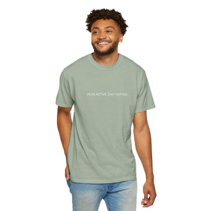 Live Active. Stay Inspired T-Shirt —Motivational Graphic Tee (White logo)
