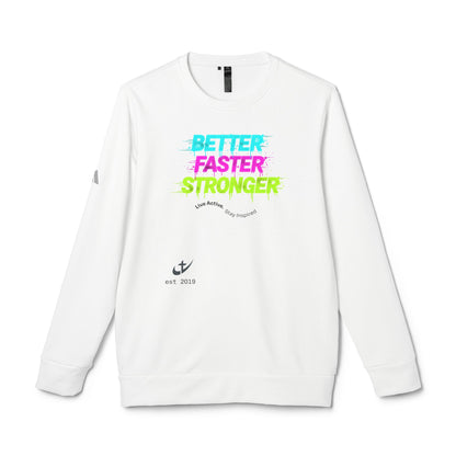 "Better Faster Stronger" Neon Graphic—Adidas Crewneck Sweatshirt