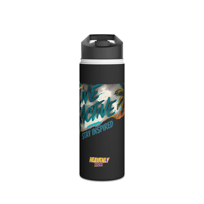 Live Active Stainless Steel Water Bottle — Stay Inspired Tropical Sports Flask